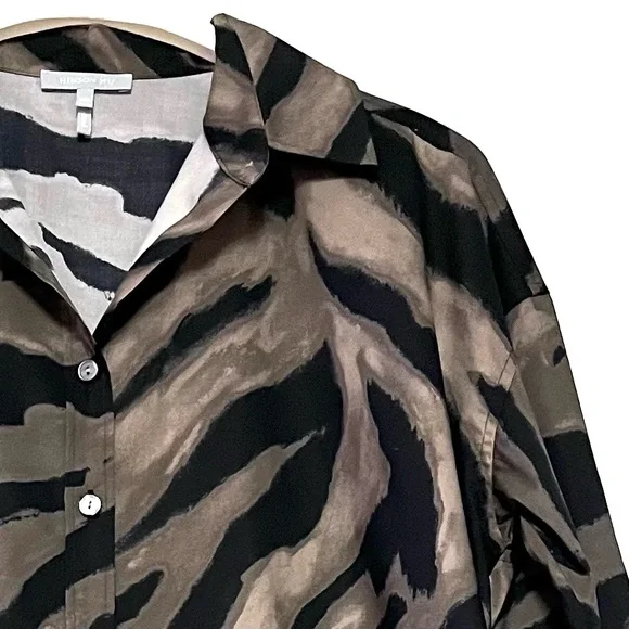 Hinson Wu Women’s Larissa Long Sleeve Abstract Zebra Shirt Size Medium Oversized - Picture 6 of 12